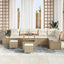 Havesofa Sæt med pude med opbevaring 9 pcs Beige Poly rattan
