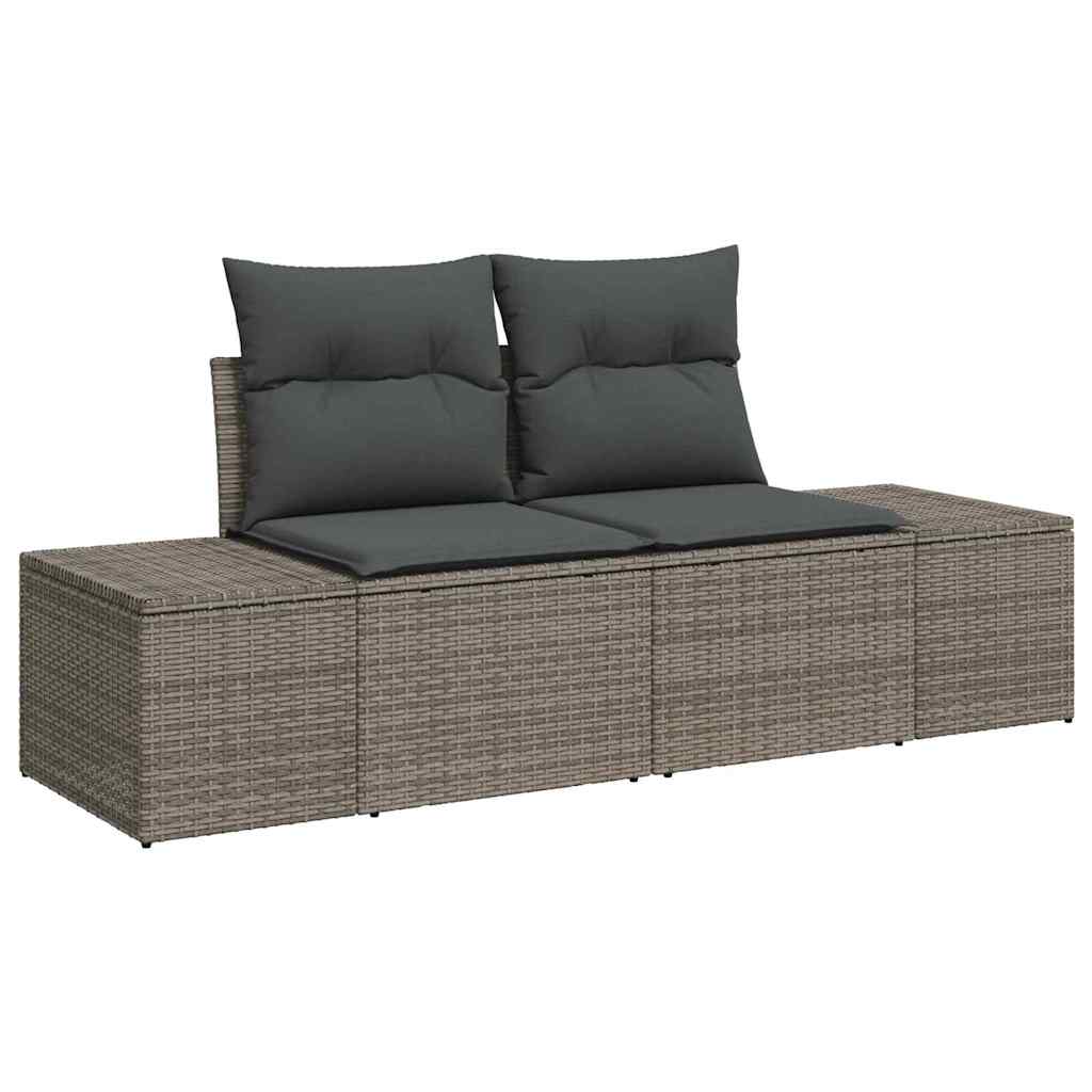 Havesofa Sæt med pude med opbevaring 12 pcs Grå Poly rattan