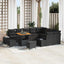 Havesofa Sæt med pude med opbevaring 12 pcs Sort Poly rattan