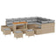Havesofa Sæt med pude med opbevaring 13 pcs Beige Poly rattan
