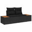 Havesofa Sæt med pude med opbevaring 9 pcs Sort Poly rattan
