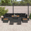 Havesofa Sæt med pude med opbevaring 10 pcs Sort Poly rattan