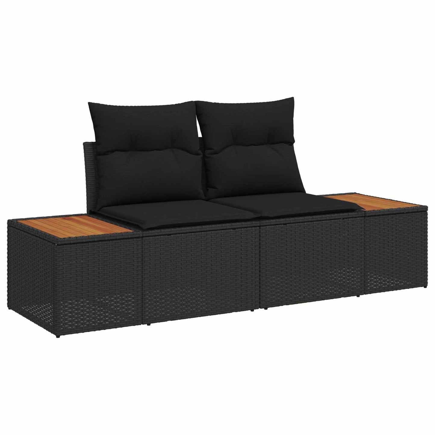 Havesofa Sæt med pude med opbevaring 8 pcs Sort Poly rattan