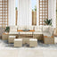 Havesofa Sæt med pude med opbevaring 10 pcs Beige Poly rattan