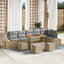 Havesofa Sæt med pude med opbevaring 10 pcs Beige Poly rattan