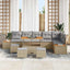 Havesofa Sæt med pude med opbevaring 10 pcs Beige Poly rattan