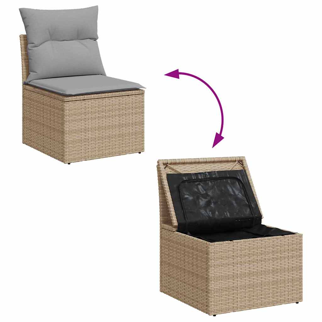 Havesofa Sæt 10 stk. 9-Antal sæder Beige Poly rattan