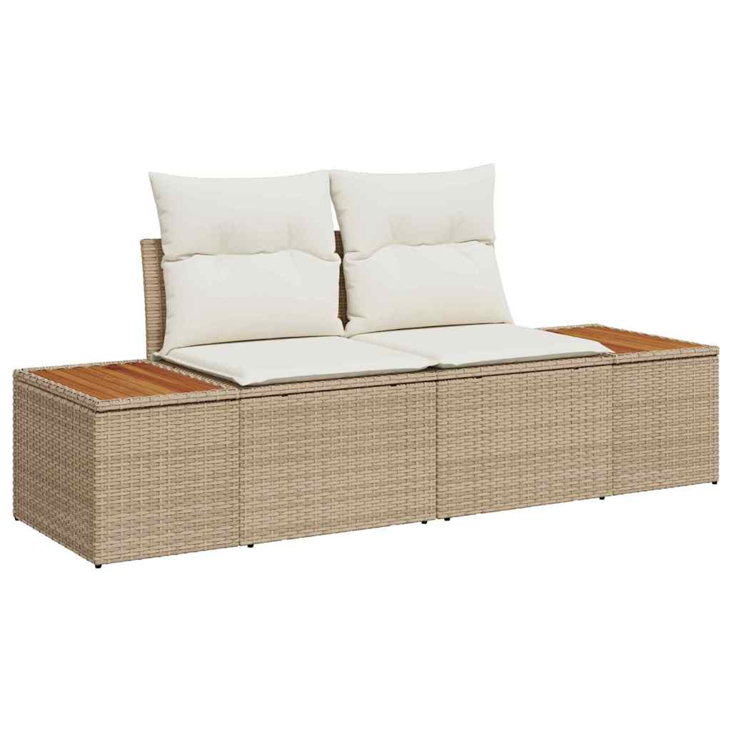 Havesofa Sæt med pude med opbevaring 13 pcs Beige Poly rattan