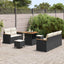 Havesofa Sæt med pude 10 pcs Sort og Cream polyrattan