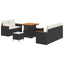 Havesofa Sæt med pude 10 pcs Sort og Cream polyrattan