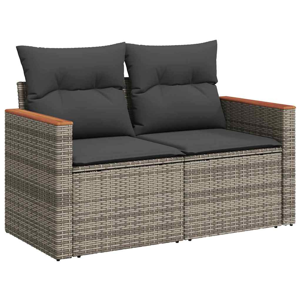 Havesofa Sæt med pude 11 pcs Grå polyrattan