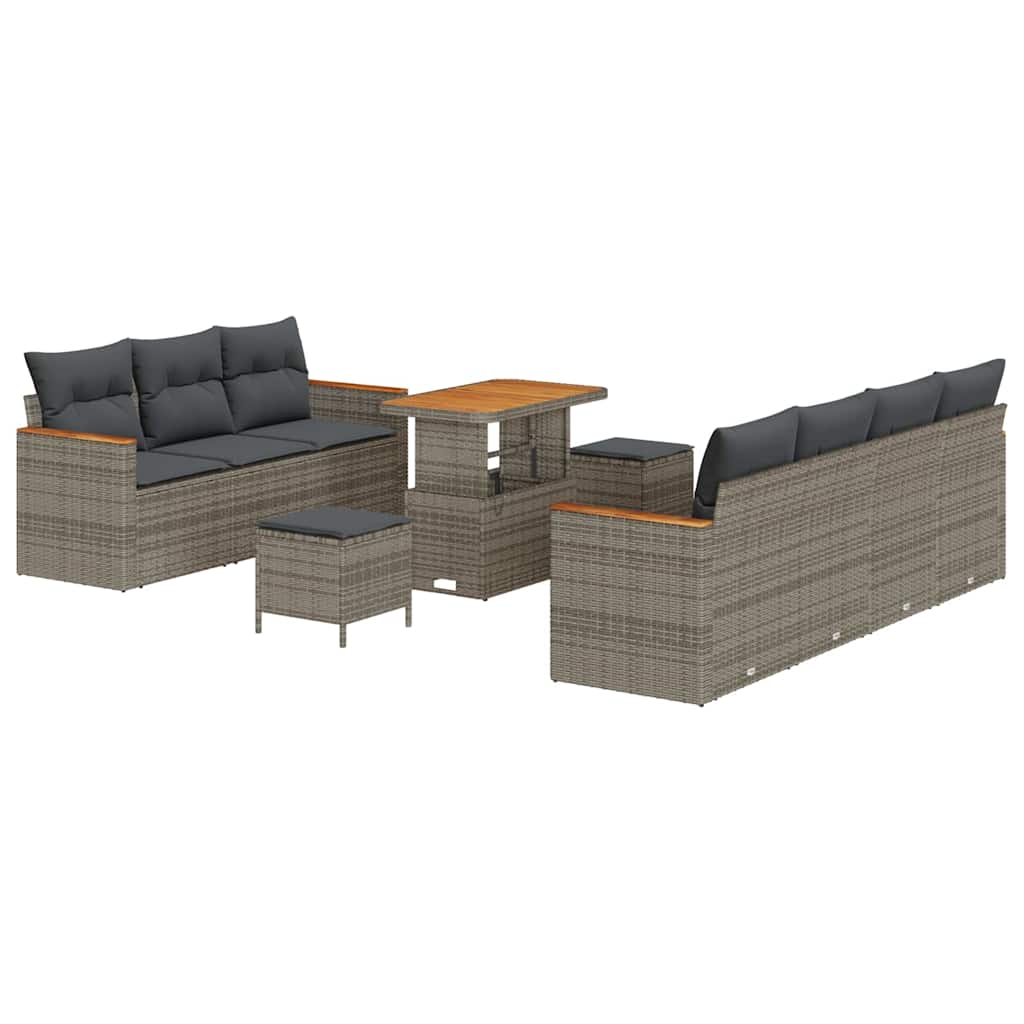 Havesofa Sæt med pude 14 pcs Grå polyrattan