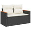 Havesofa Sæt med pude 12 pcs Sort polyrattan