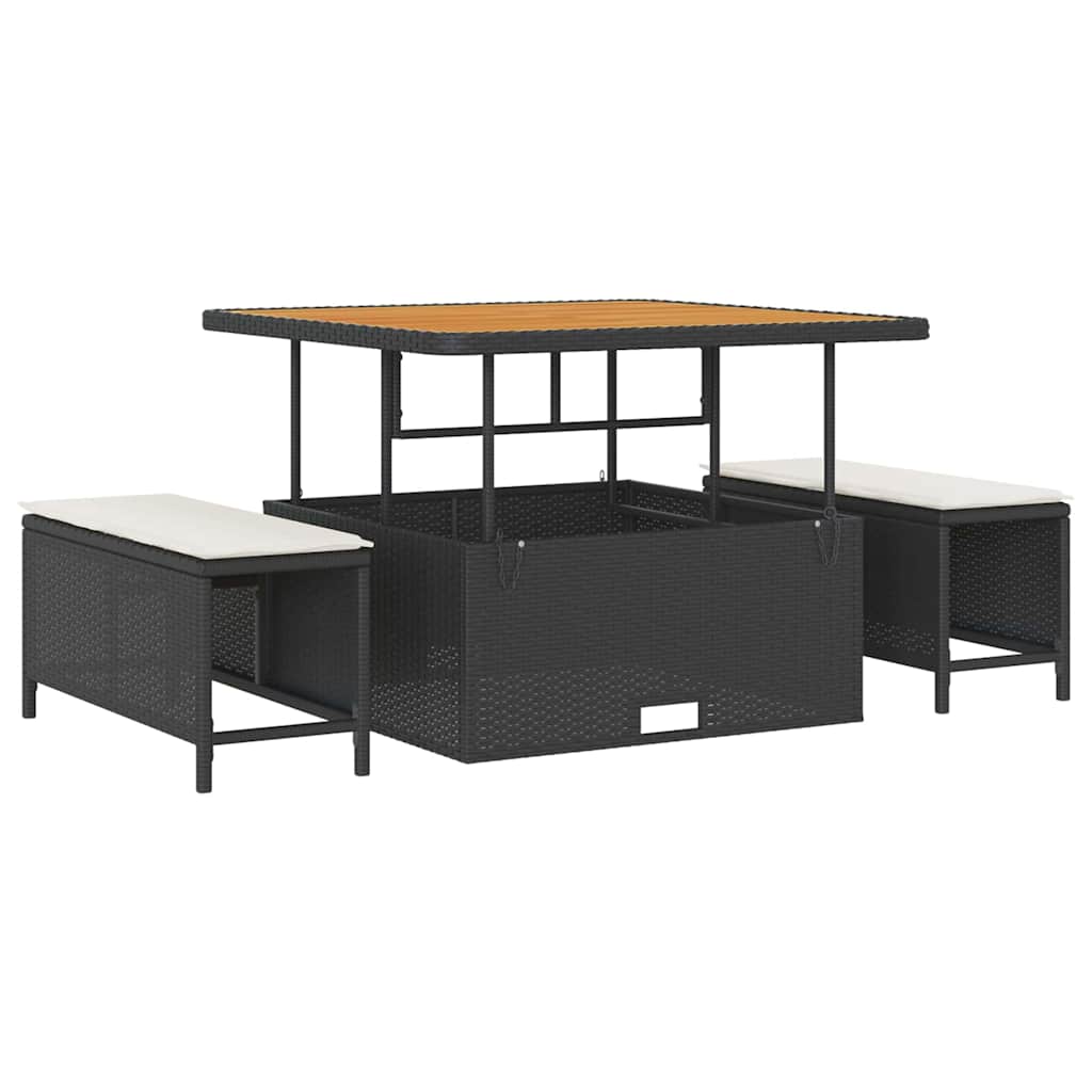 Havesofa Sæt med pude 12 pcs Sort polyrattan