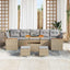 Havesofa Sæt med pude 10 pcs Beige Poly rattan