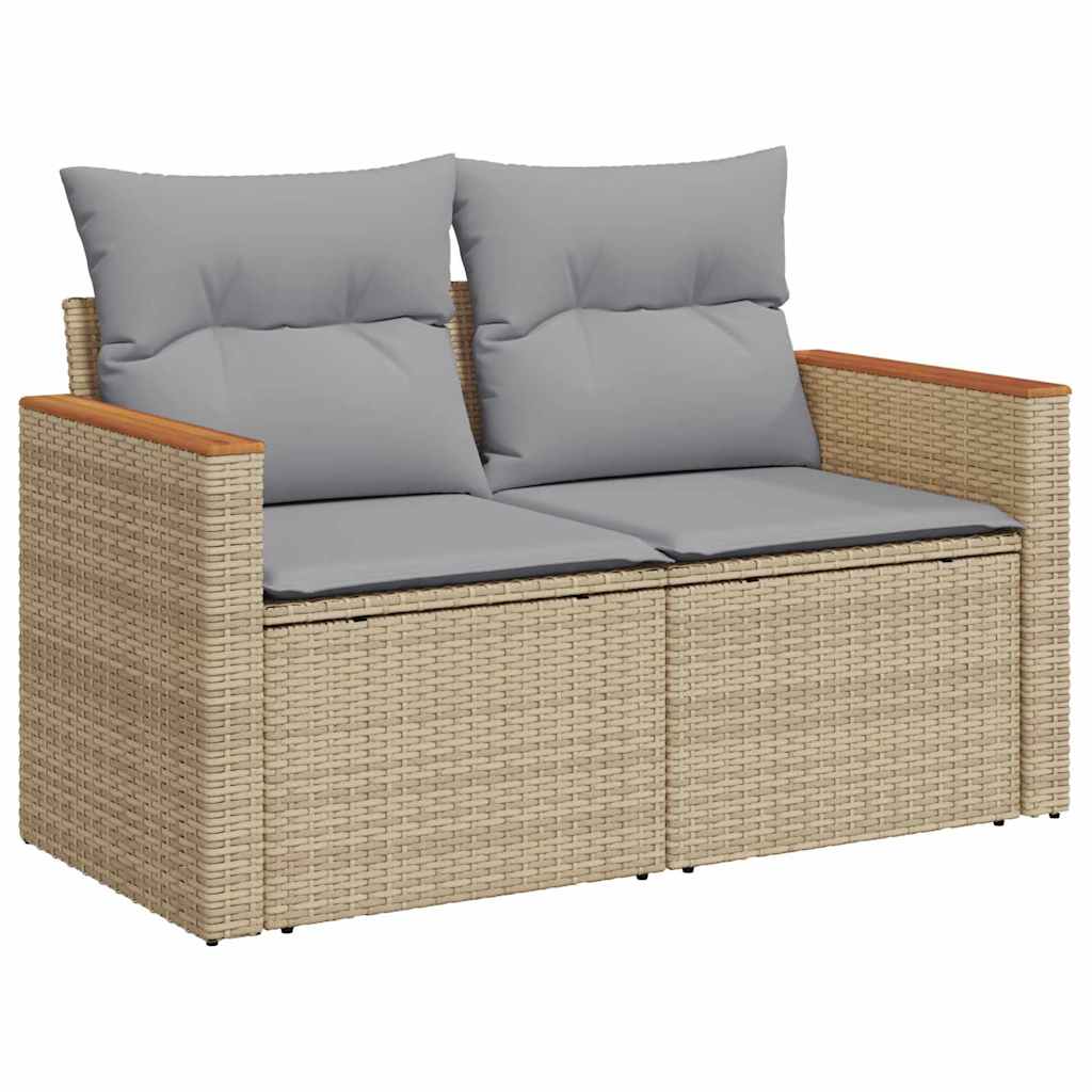 Havesofa Sæt med pude 10 pcs Beige Poly rattan