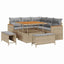 Havesofa Sæt med pude 8 pcs Beige Poly rattan