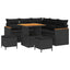 Havesofa Sæt med pude 8 pcs Sort Poly rattan
