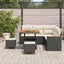 Havesofa Sæt med pude 8 pcs Sort Poly rattan