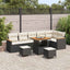 Havesofa Sæt med pude 9 pcs Sort Poly rattan