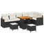 Havesofa Sæt med pude 9 pcs Sort Poly rattan