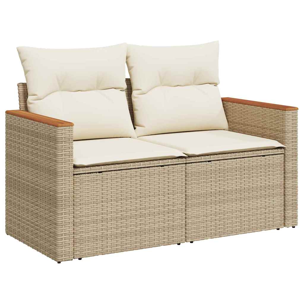 Havesofa Sæt med pude 10 pcs Beige Poly rattan