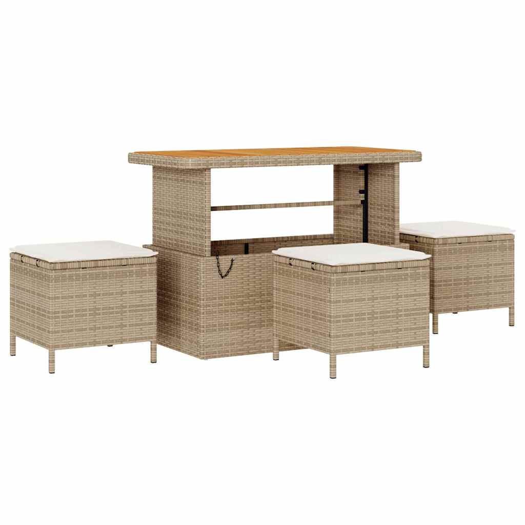 Havesofa Sæt med pude 10 pcs Beige Poly rattan
