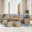 Havesofa Sæt med pude 10 pcs Beige Poly rattan