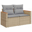 Havesofa Sæt med pude med opbevaring 13 pcs Beige Poly Rattan