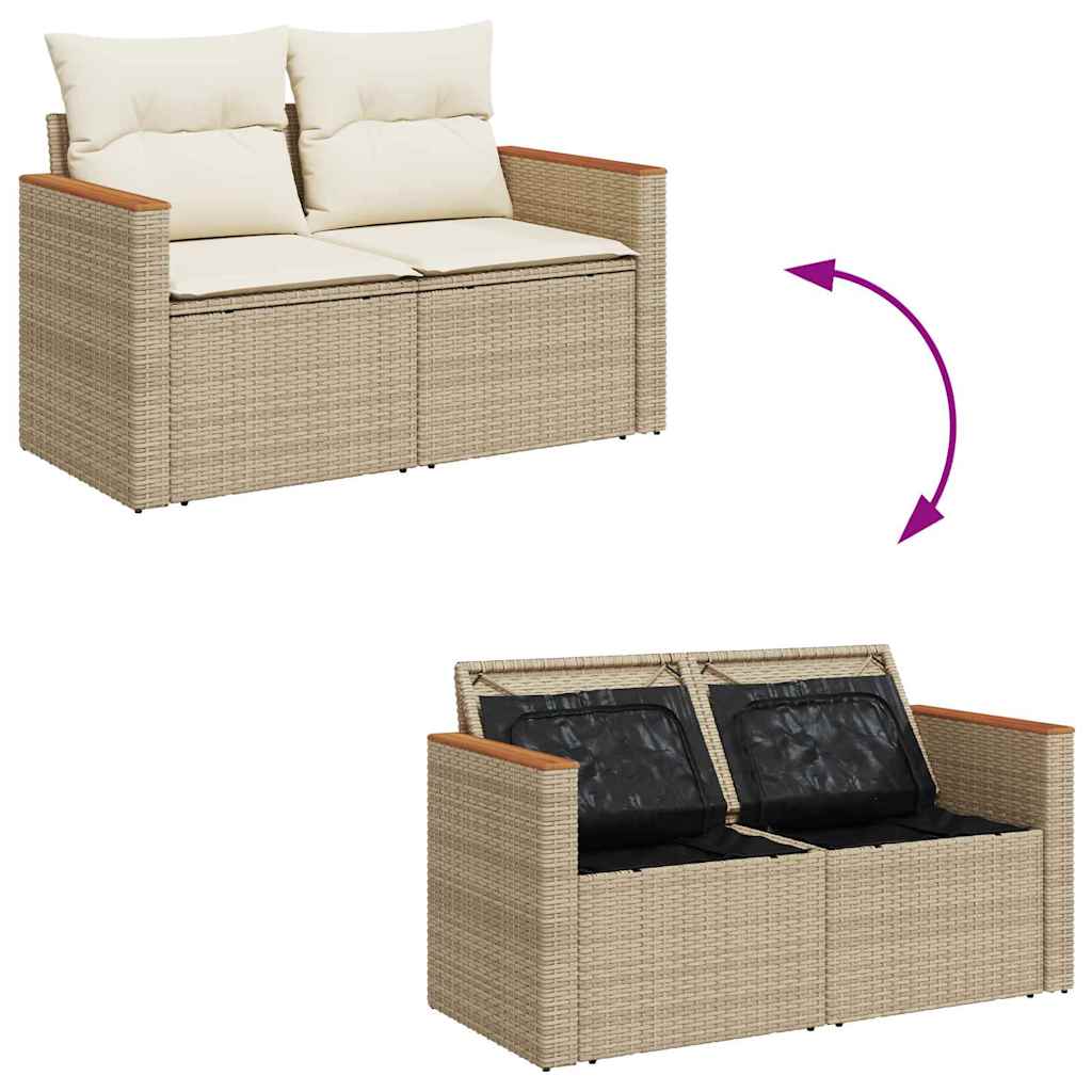 Havesofa Sæt med pude 13 pcs Beige polyrattan