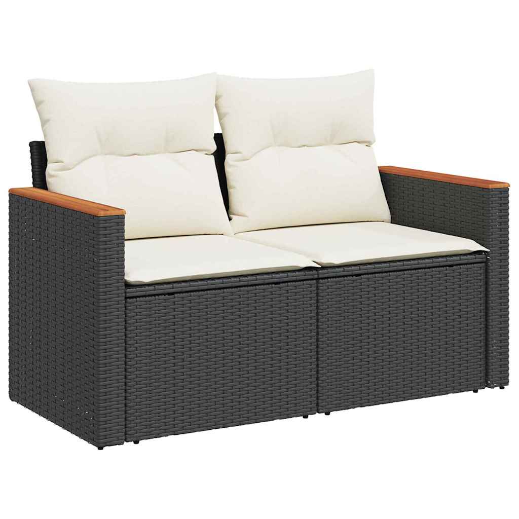 Havesofa Sæt med pude 18 pcs Sort og Cream polyrattan