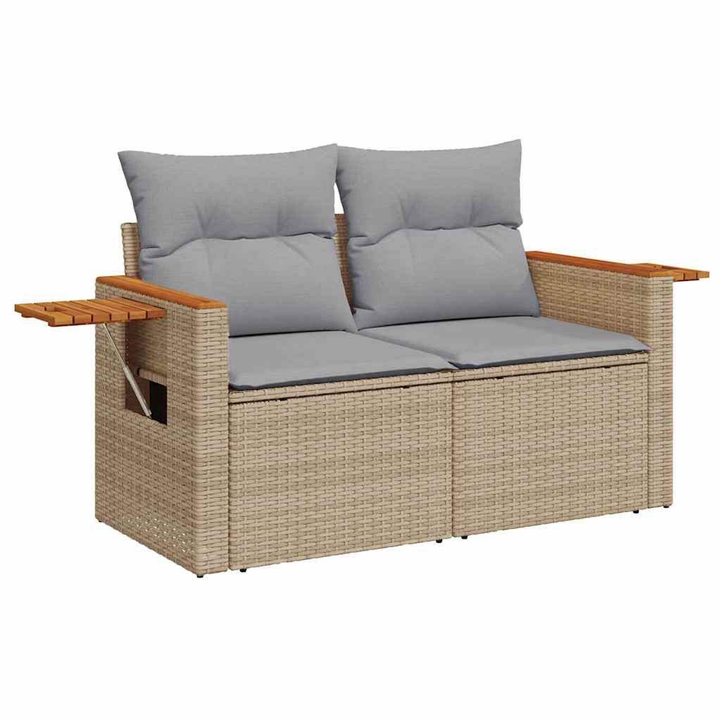 Havesofa Sæt med pude 10 pcs Beige og lys grå polyrattan