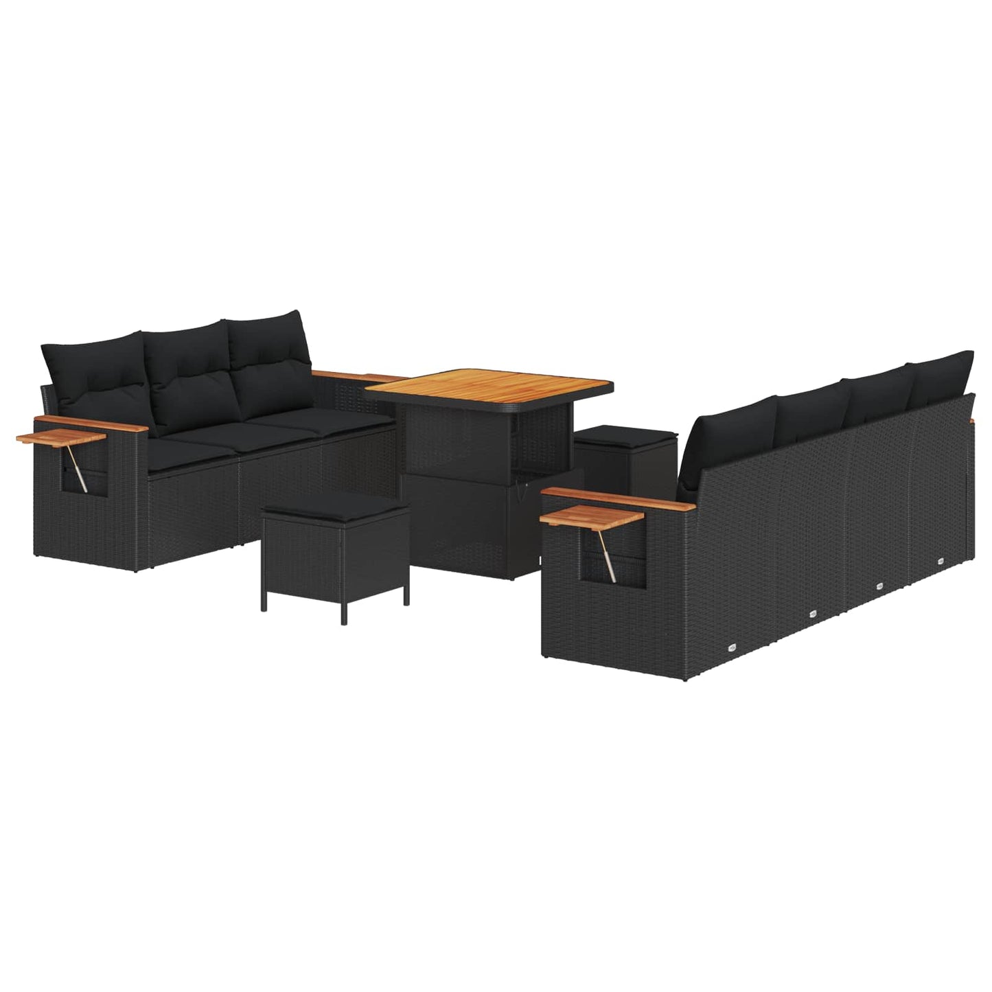 Havesofa Sæt med pude 13 pcs Sort polyrattan