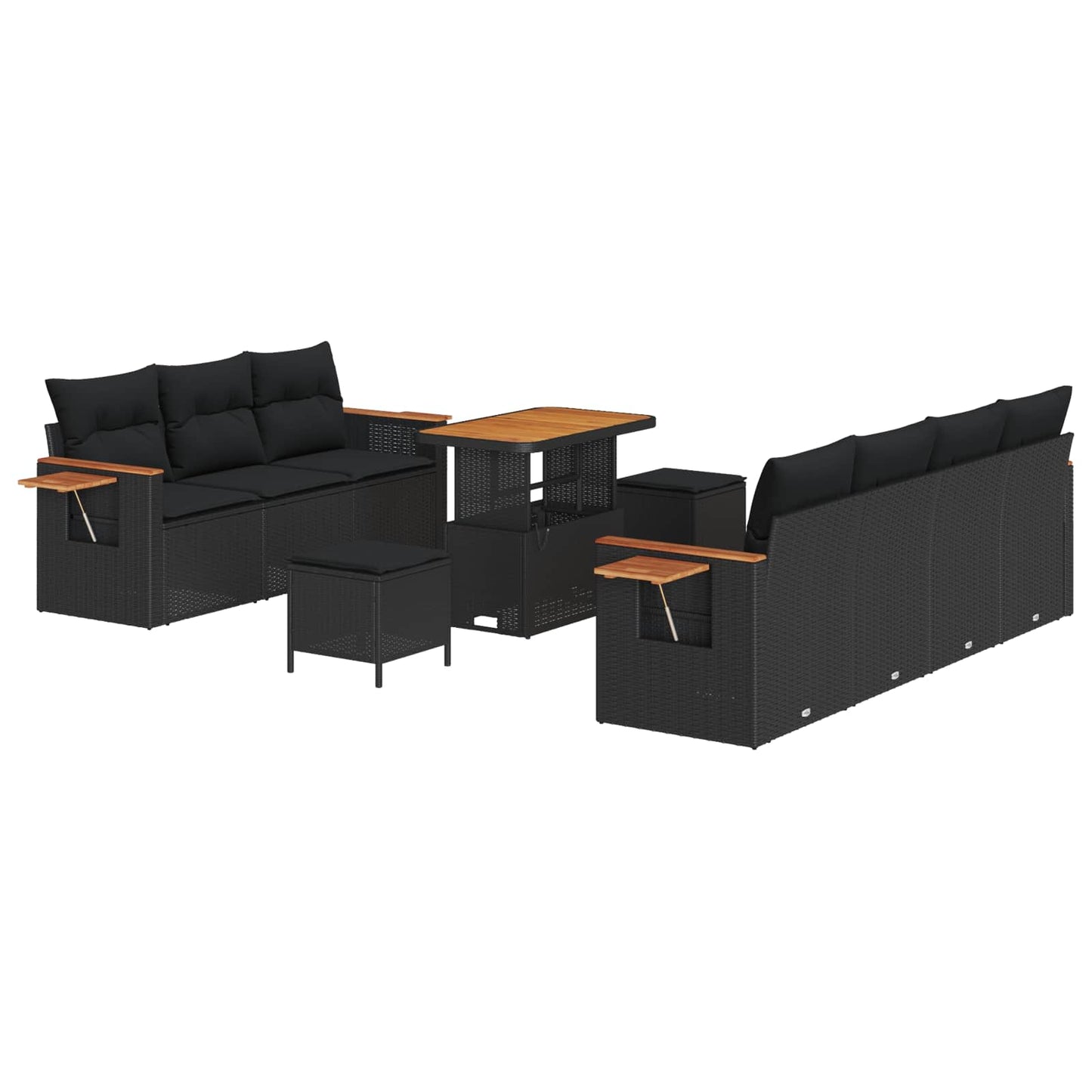 Havesofa Sæt med pude 13 pcs Sort polyrattan