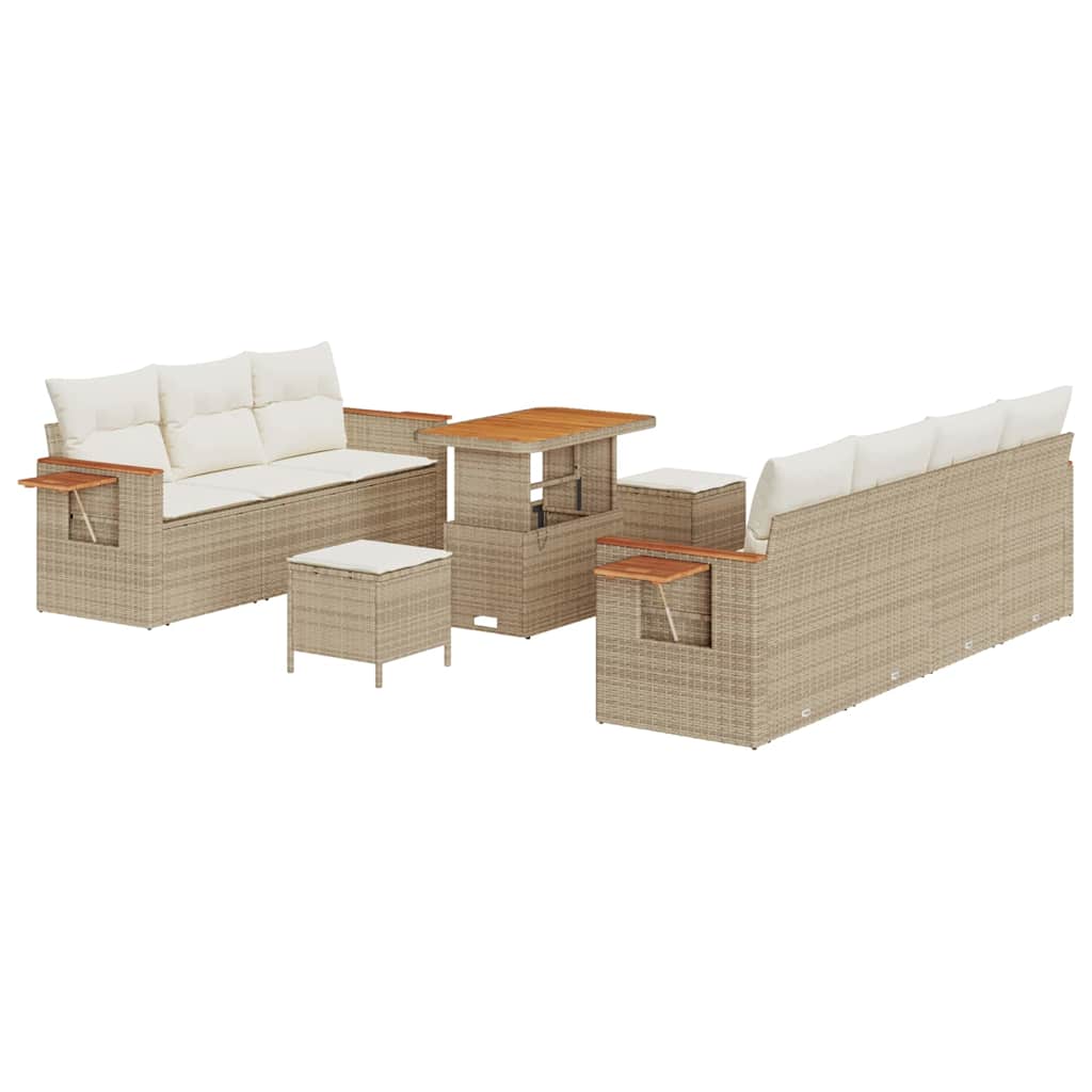 Havesofa Sæt med pude 13 pcs Beige og creme polyrattan