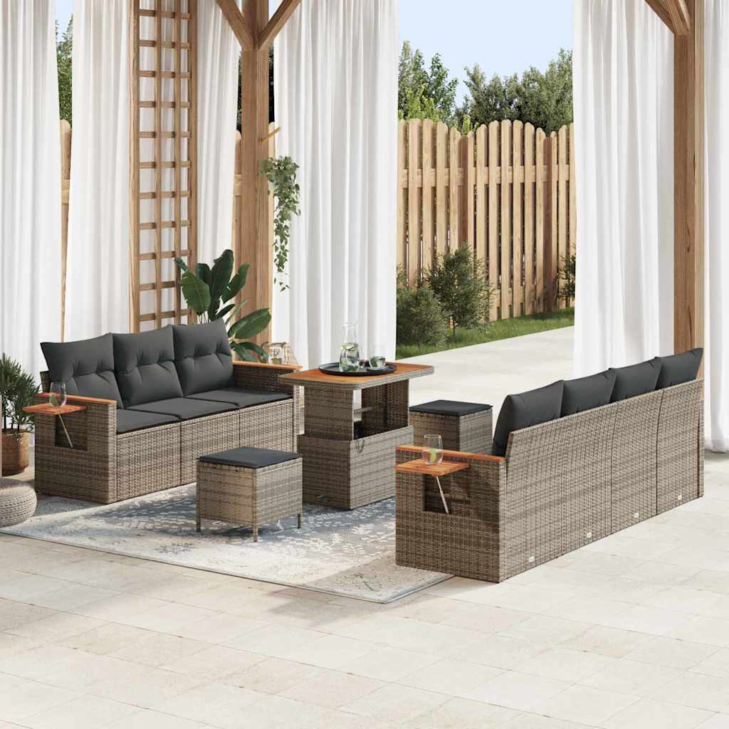 Havesofa Sæt med pude 13 pcs Grå polyrattan