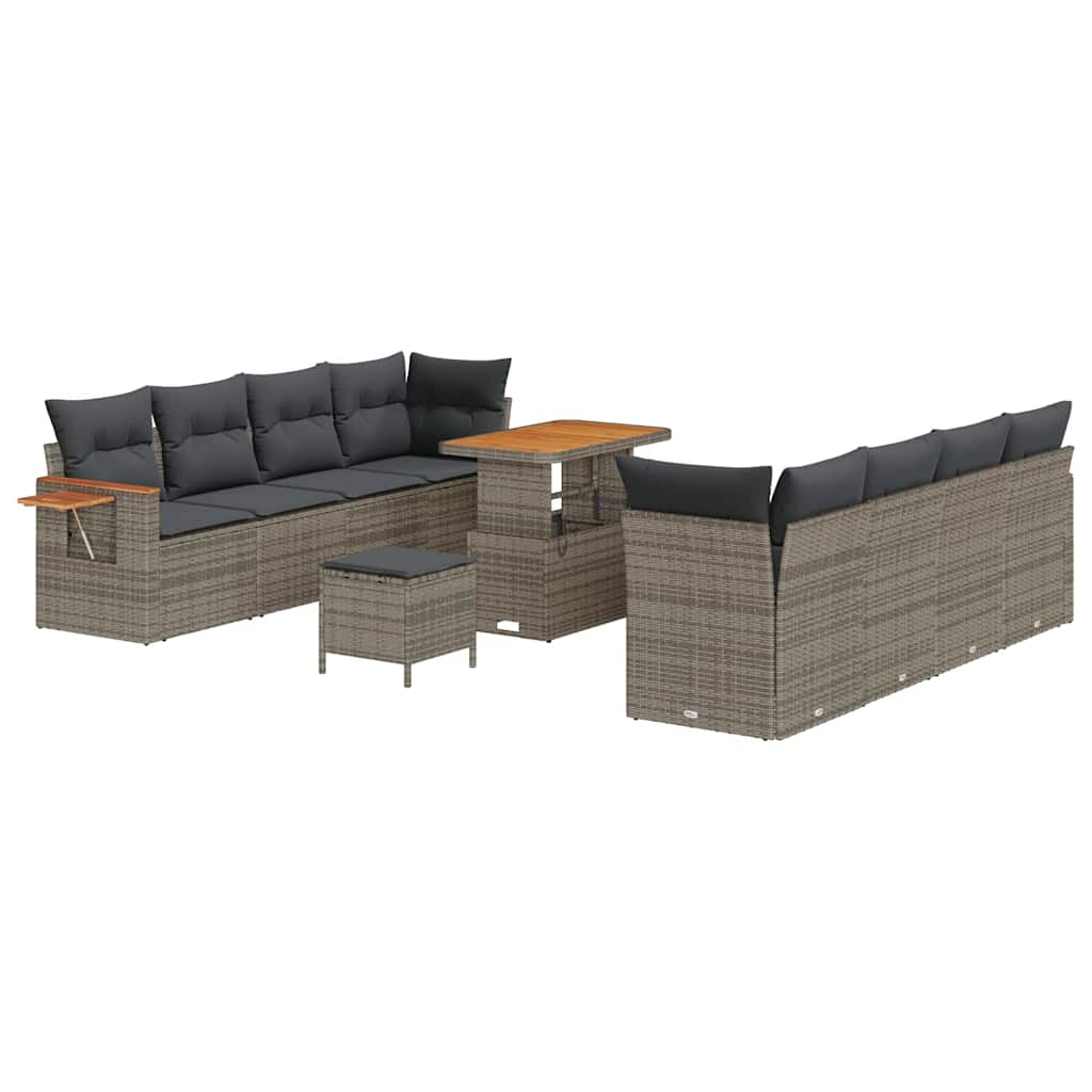 Havesofa Sæt med pude 12 pcs Grå polyrattan
