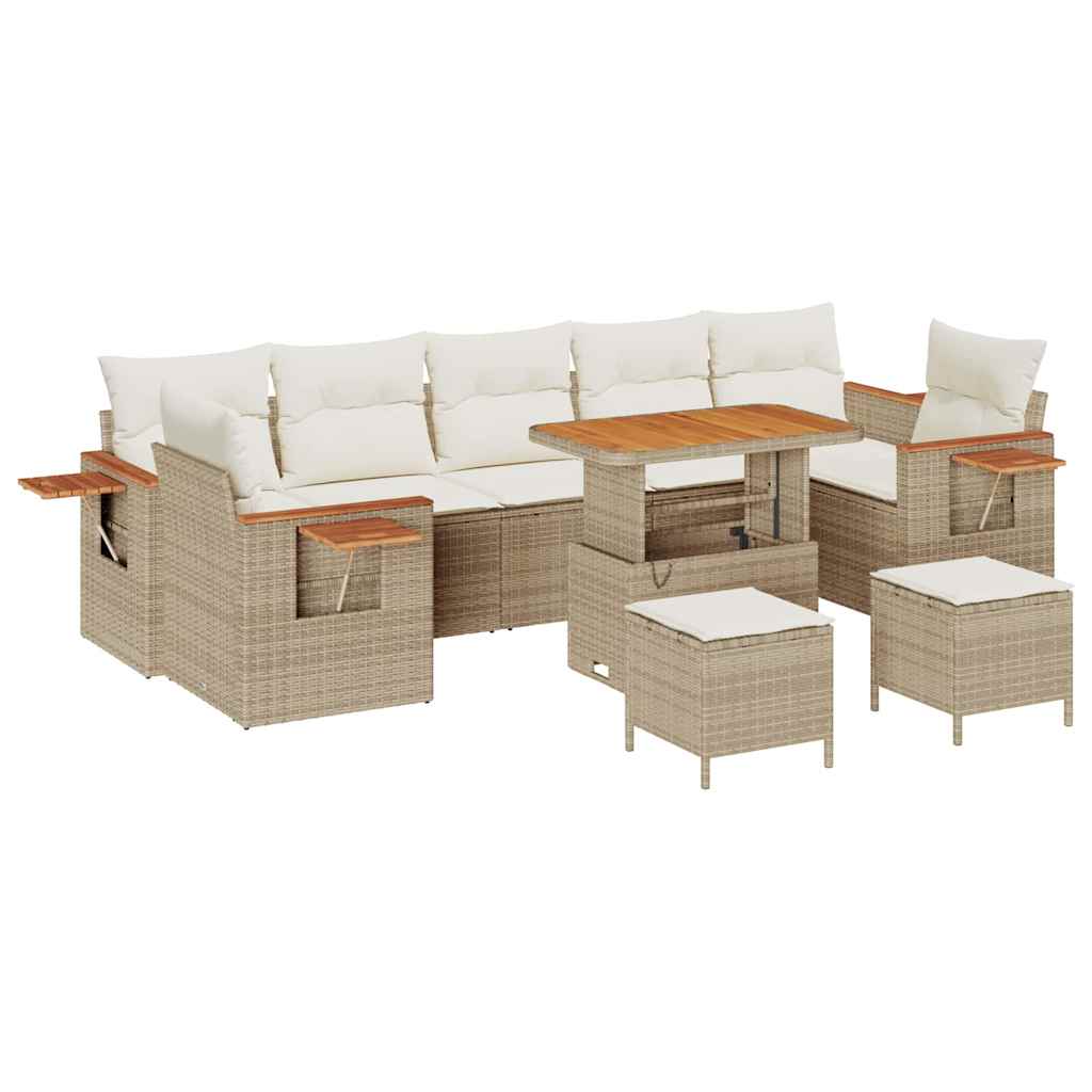 Havesofa Sæt med pude 13 pcs Beige og creme polyrattan