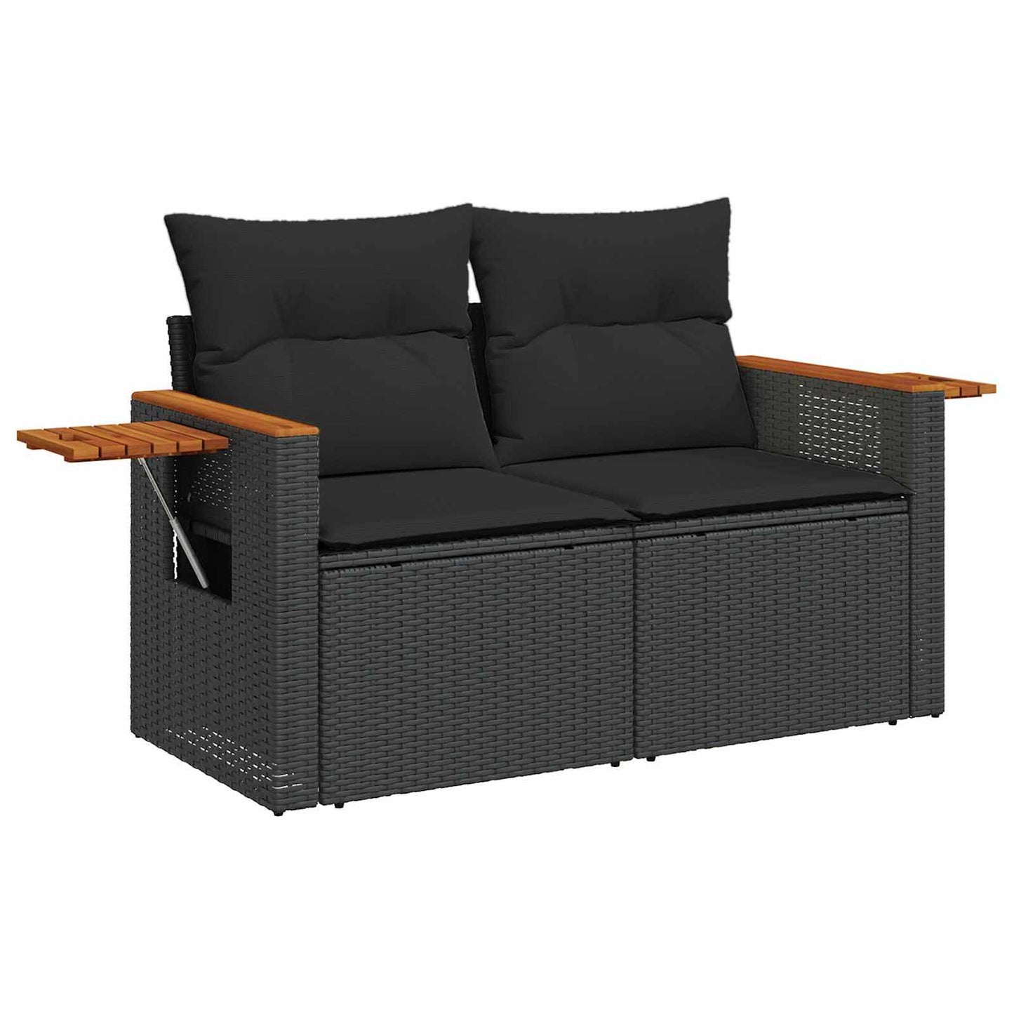 Havesofa Sæt med pude 11 pcs Sort polyrattan