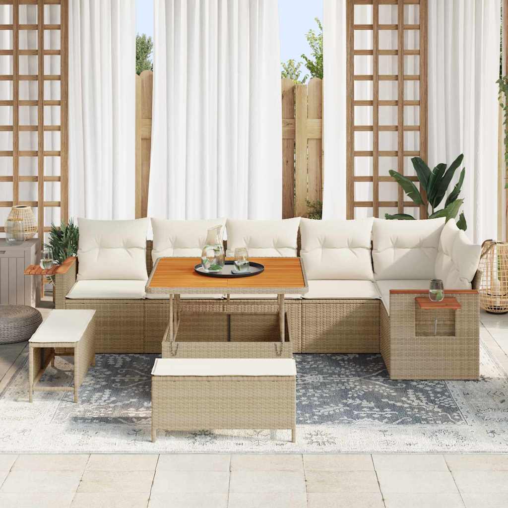 Havesofa Sæt 11 stk. 9-Antal sæder Beige og creme polyrattan
