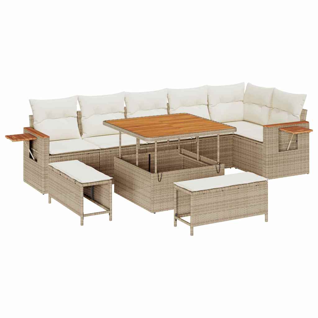 Havesofa Sæt 11 stk. 9-Antal sæder Beige og creme polyrattan