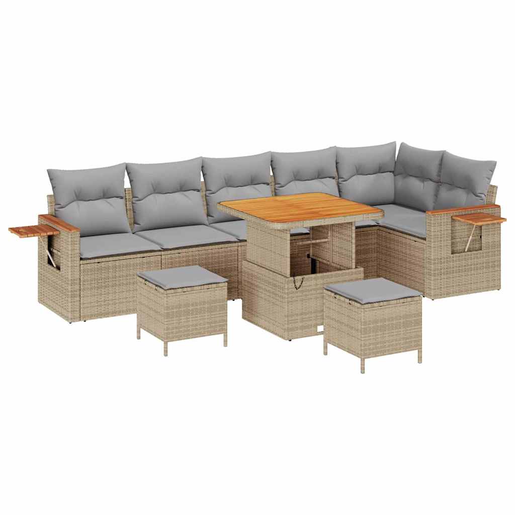 Havesofa Sæt 11 stk. 9-Antal sæder Beige og lys grå polyrattan