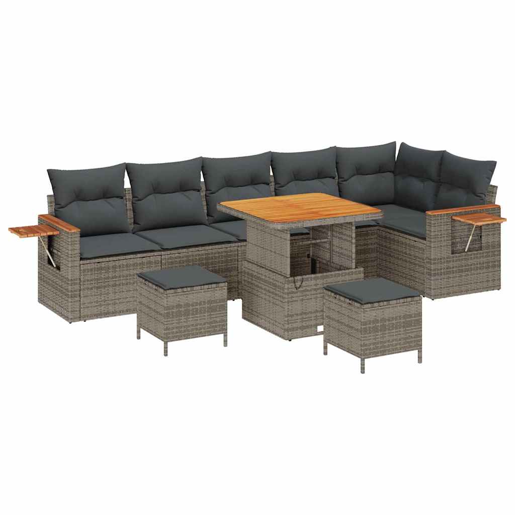 Havesofa Sæt med pude 11 pcs Grå polyrattan
