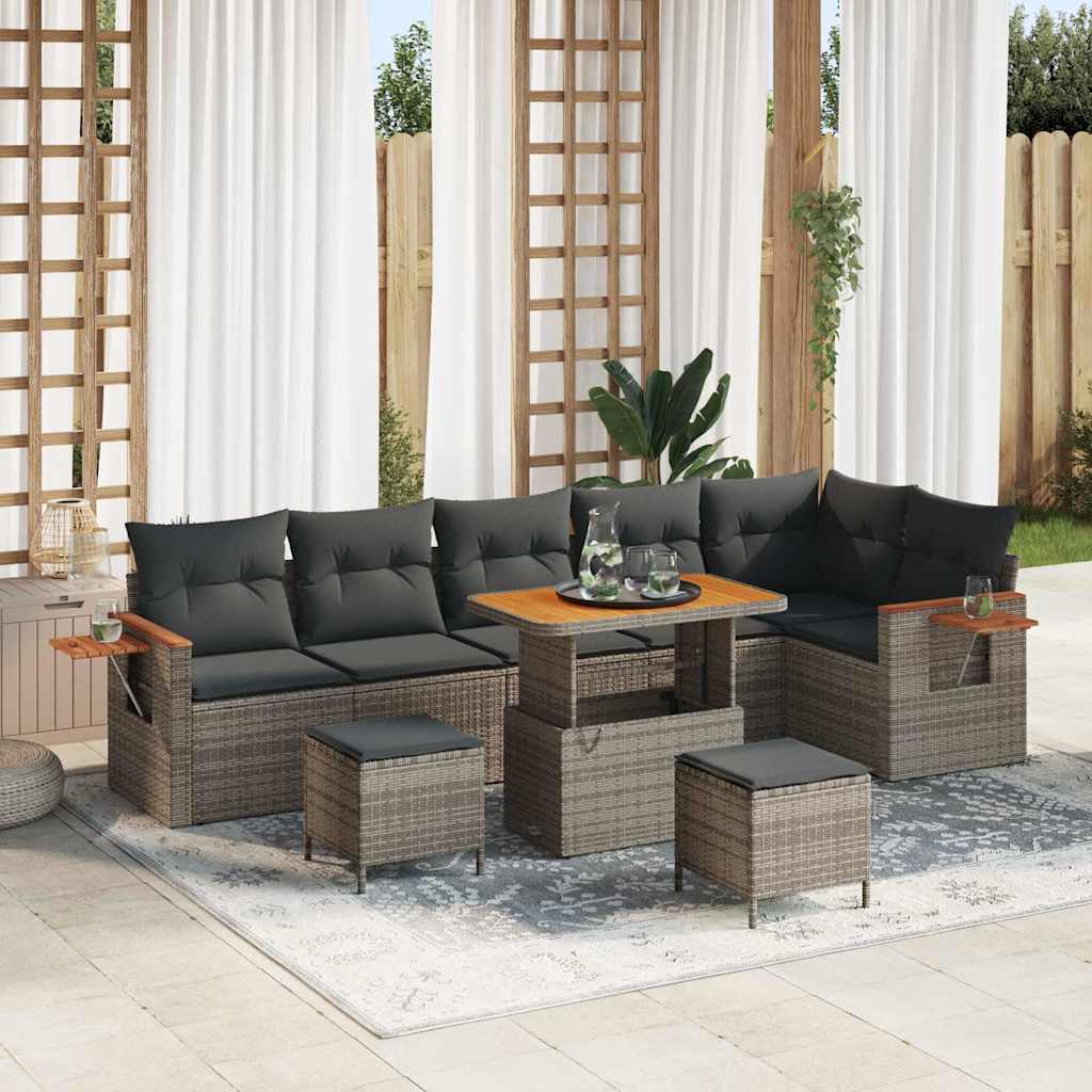 Havesofa Sæt med pude 11 pcs Grå polyrattan