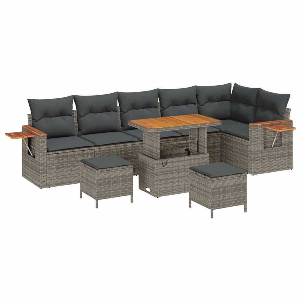 Havesofa Sæt med pude 11 pcs Grå polyrattan