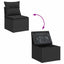 Havesofa Sæt med pude 12 pcs Sort polyrattan