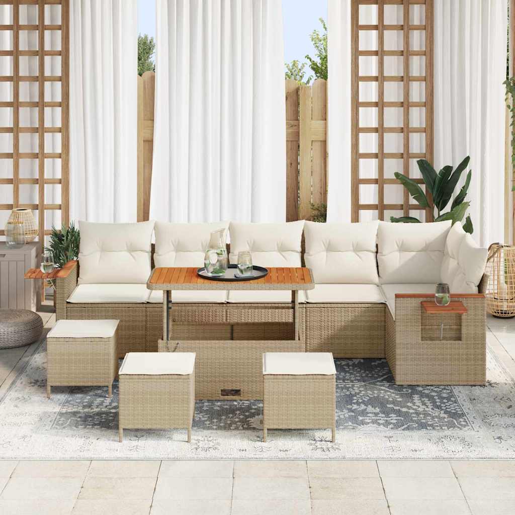 Havesofa Sæt med pude 12 pcs Beige og creme polyrattan