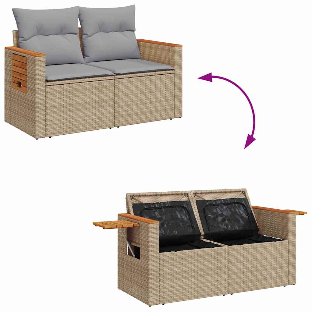 Havesofa Sæt med pude 17 pcs Beige og lys grå polyrattan