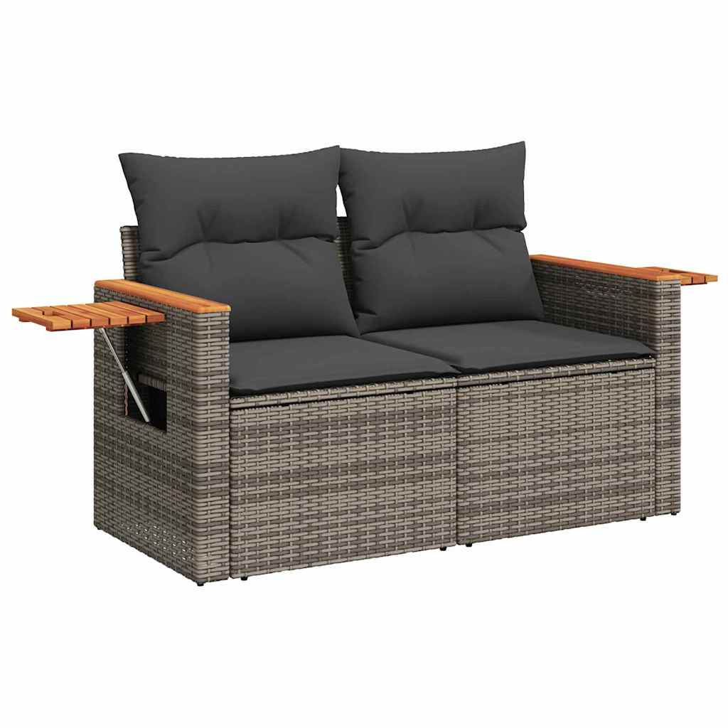 Havesofa Sæt med pude 17 pcs Grå polyrattan
