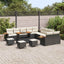 Havesofa Sæt med pude 18 pcs Sort og Cream polyrattan